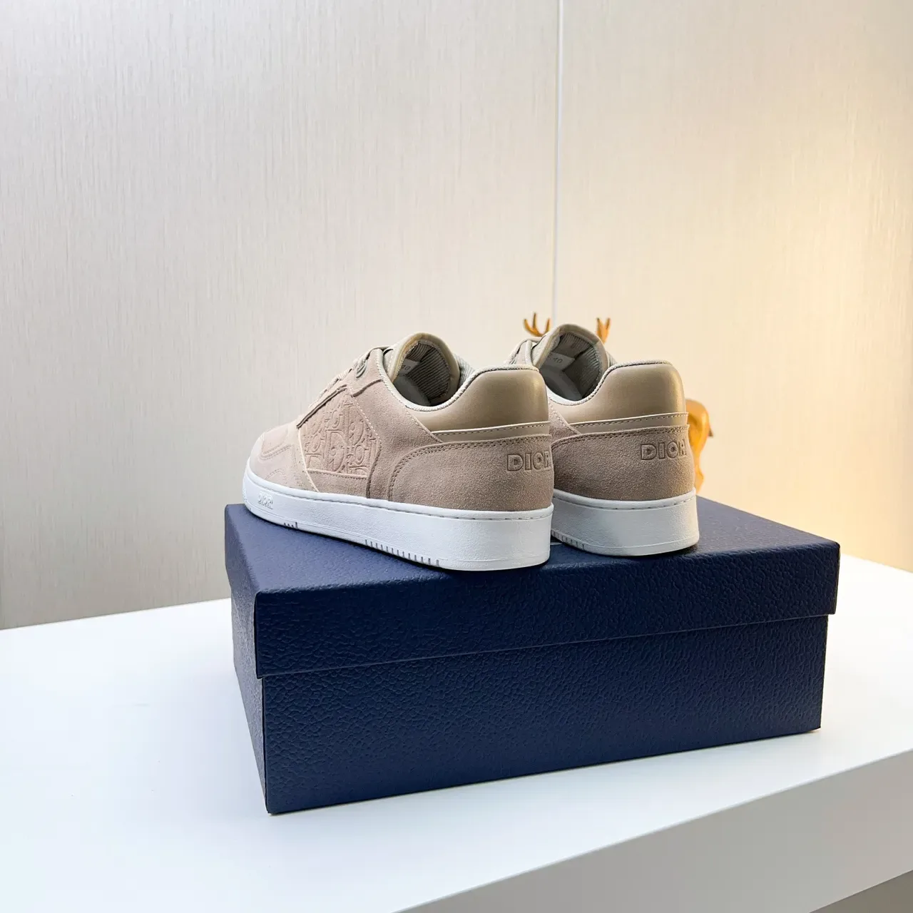Dior B22 Beige White Suede Upper Embossed Monogram Panel Lifestyle Sneakers 2