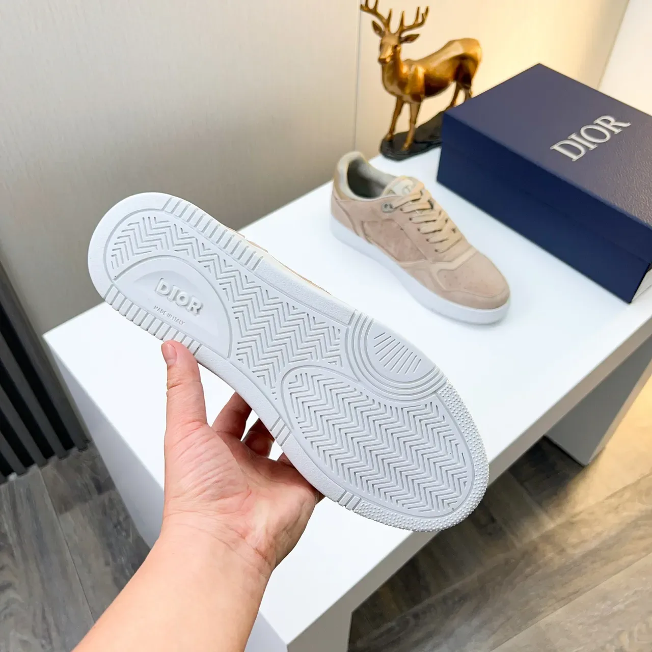 Dior B22 Beige White Suede Upper Embossed Monogram Panel Lifestyle Sneakers 3