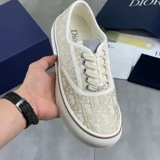 Dior B23 Beige Gold Monogrammed Canvas Platform Sole Lifestyle Sneakers