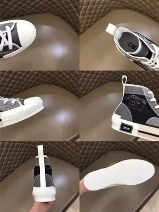 Dior B23 Black Gray High-Top Panelled Upper Lifestyle Sneakers 4