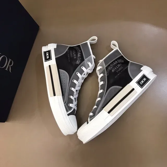 Dior B23 Black Gray High-Top Panelled Upper Lifestyle Sneakers 5