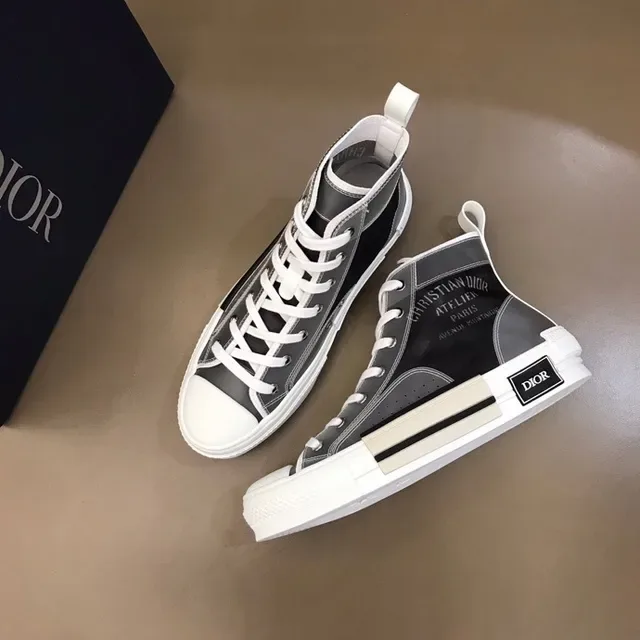 Dior B23 Black Gray High-Top Panelled Upper Lifestyle Sneakers 9