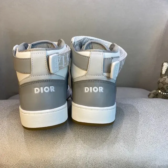 Dior B23 Gray and White Monogram High-Top Lifestyle Sneakers 9