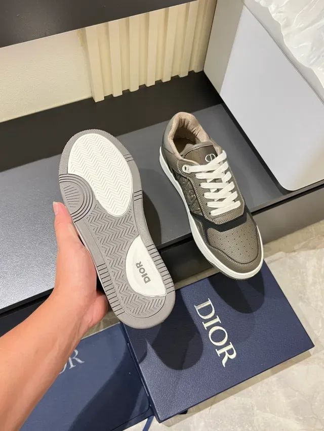 Dior B23 Gray Monogram Panel Lifestyle Sneakers 3