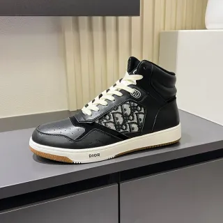 Dior B23 High-Top Leather and Oblique Monogram Lifestyle Sneakers