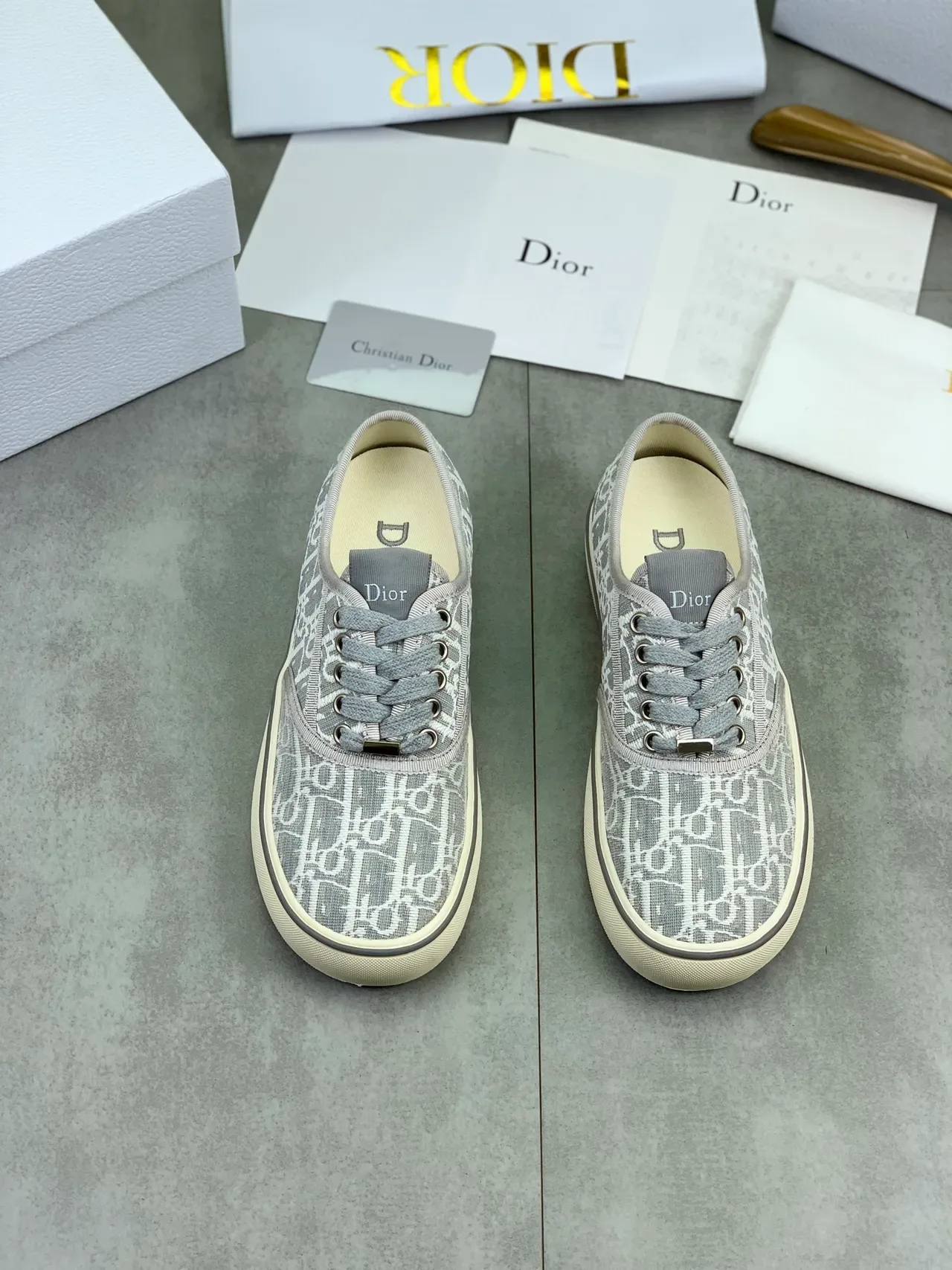 Dior B23 Monogram Gray Lifestyle Sneakers 4