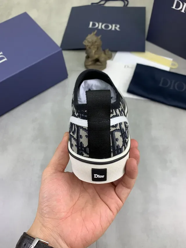 Dior B23 Navy Beige Monogram Canvas Slip-On Lifestyle Sneakers 3