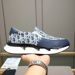 Dior B23 Navy Oblique Monogram Slip-On Lifestyle Sneakers