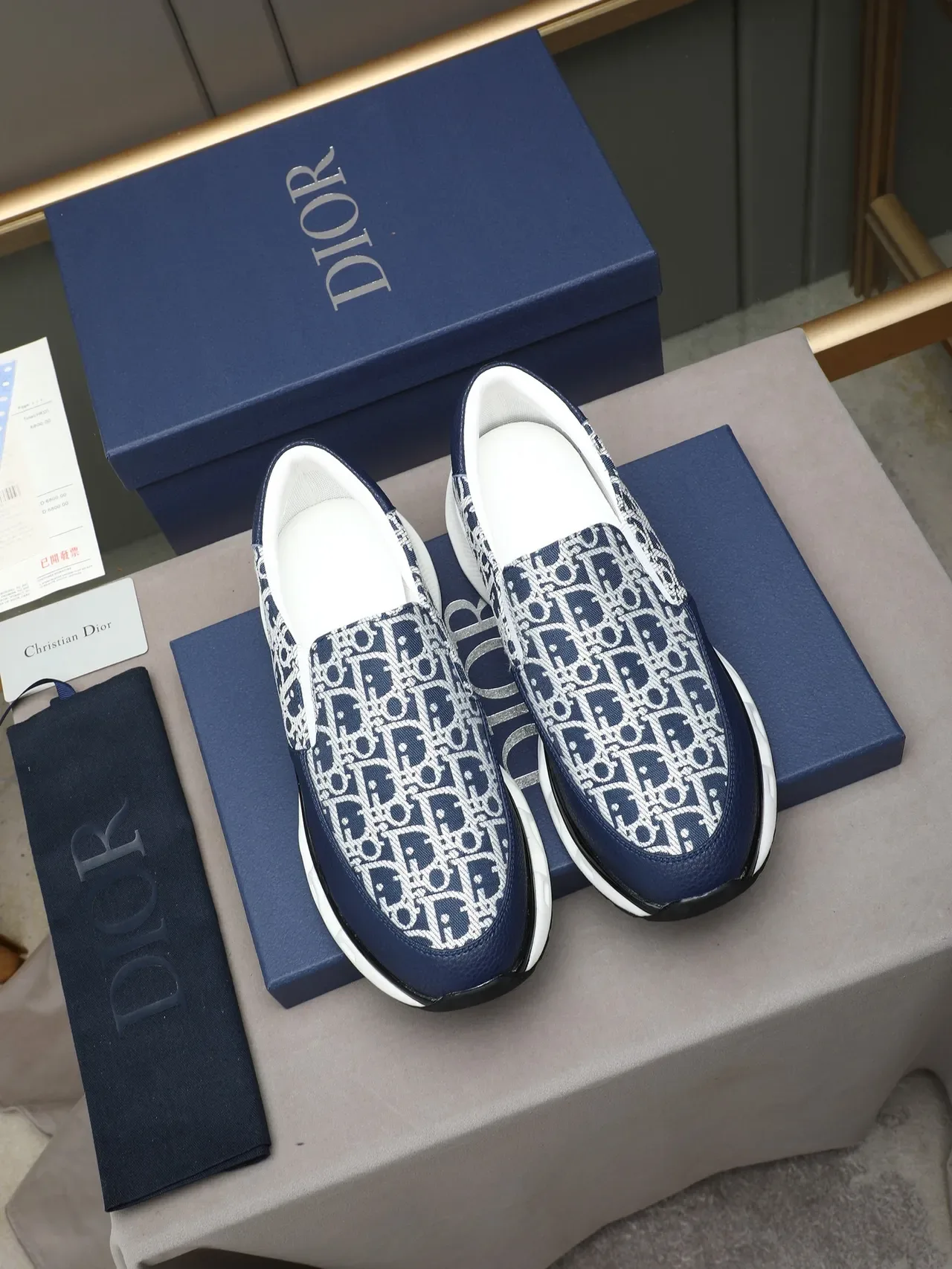 Dior B23 Navy Oblique Monogram Chaussures Lifestyle à Enfiler 2