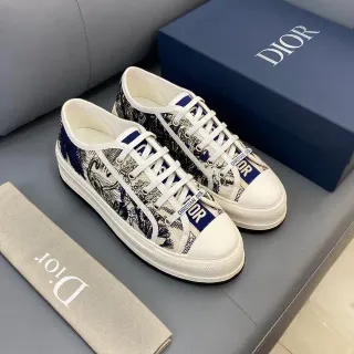 Dior B23 Printed Canvas Navy and Cream Lifestyle Sneakers