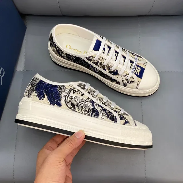 Dior B23 Printed Canvas Navy and Cream Lifestyle Sneakers 3