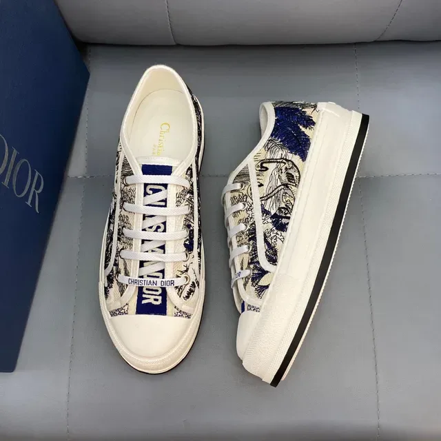 Dior B23 Printed Canvas Navy and Cream Lifestyle Sneakers 4