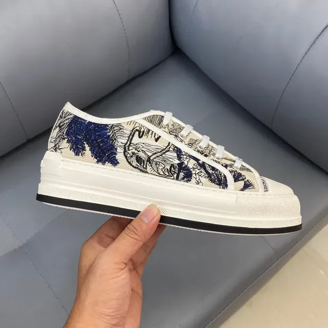 Dior B23 Printed Canvas Navy and Cream Lifestyle Sneakers 6