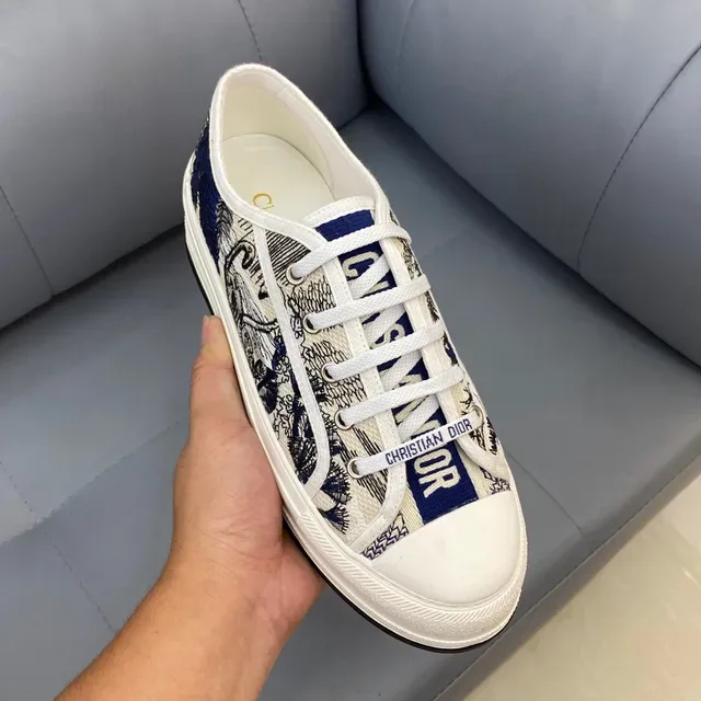 Dior B23 Printed Canvas Navy and Cream Lifestyle Sneakers 7