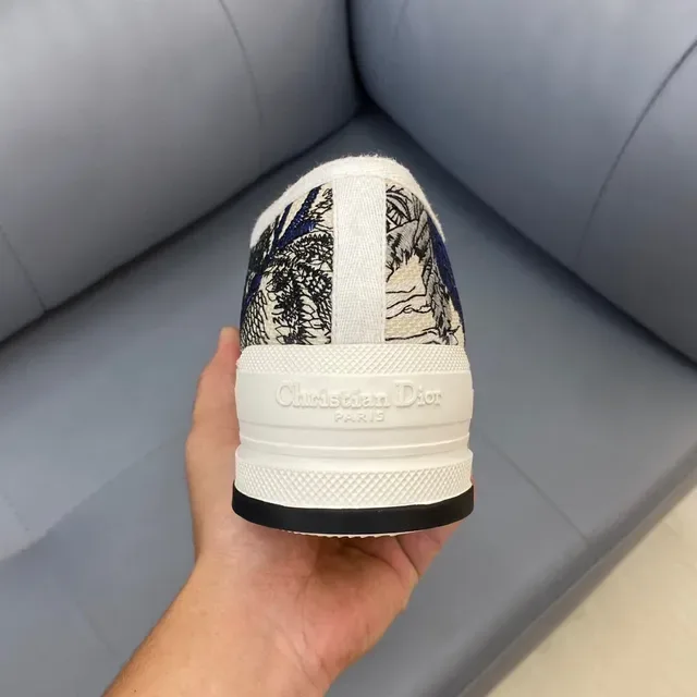 Dior B23 Printed Canvas Navy and Cream Lifestyle Sneakers 8