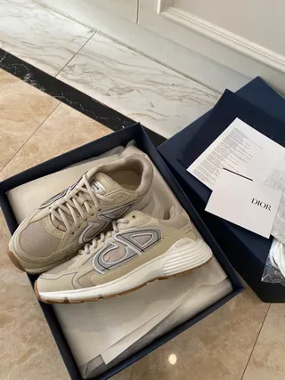 Dior B27 Beige and Gray Logo Panel Lifestyle Sneakers 2
