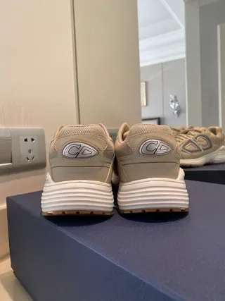Dior B27 Beige and Gray Logo Panel Lifestyle Sneakers 3