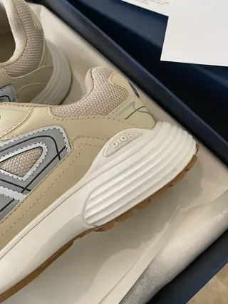 Dior B27 Beige and Gray Logo Panel Lifestyle Sneakers 4