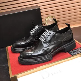 Dior B27 Black Polished Leather Wingtip Brogues