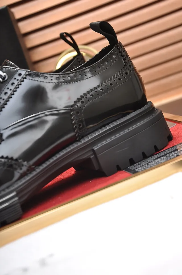 Dior B27 Black Polished Leather Wingtip Brogues 2