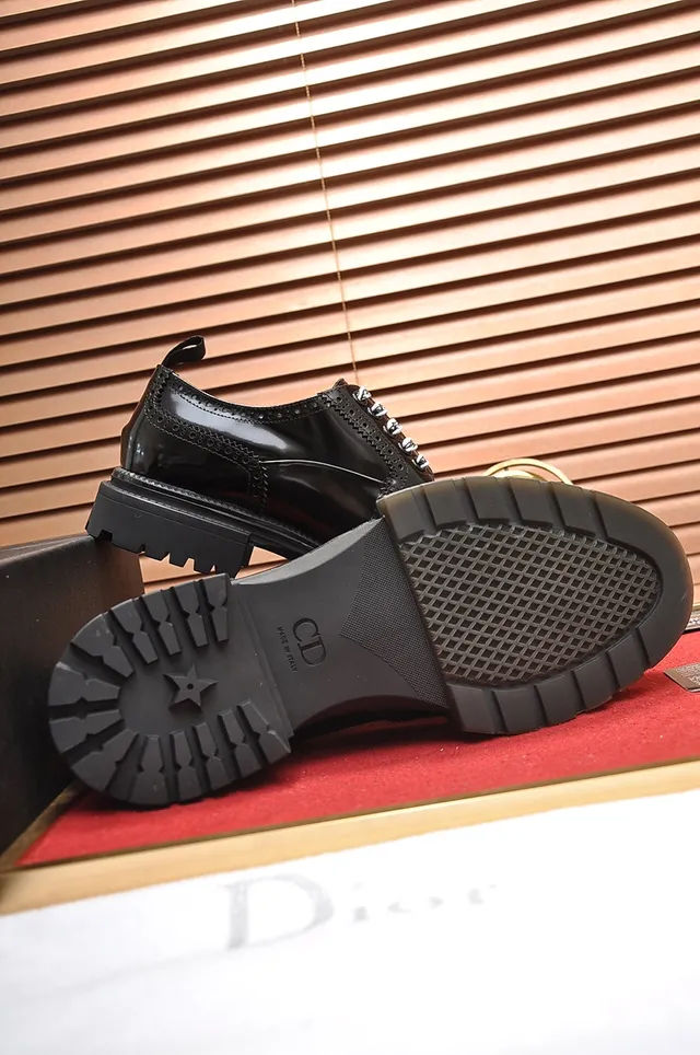 Dior B27 Black Polished Leather Wingtip Brogues 3