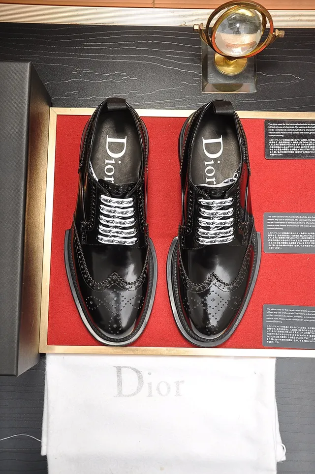 Dior B27 Black Polished Leather Wingtip Brogues 5