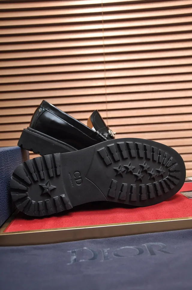 Dior B27 Mocassin Cuir Verni Noir Boucle Mors Mocassins 3