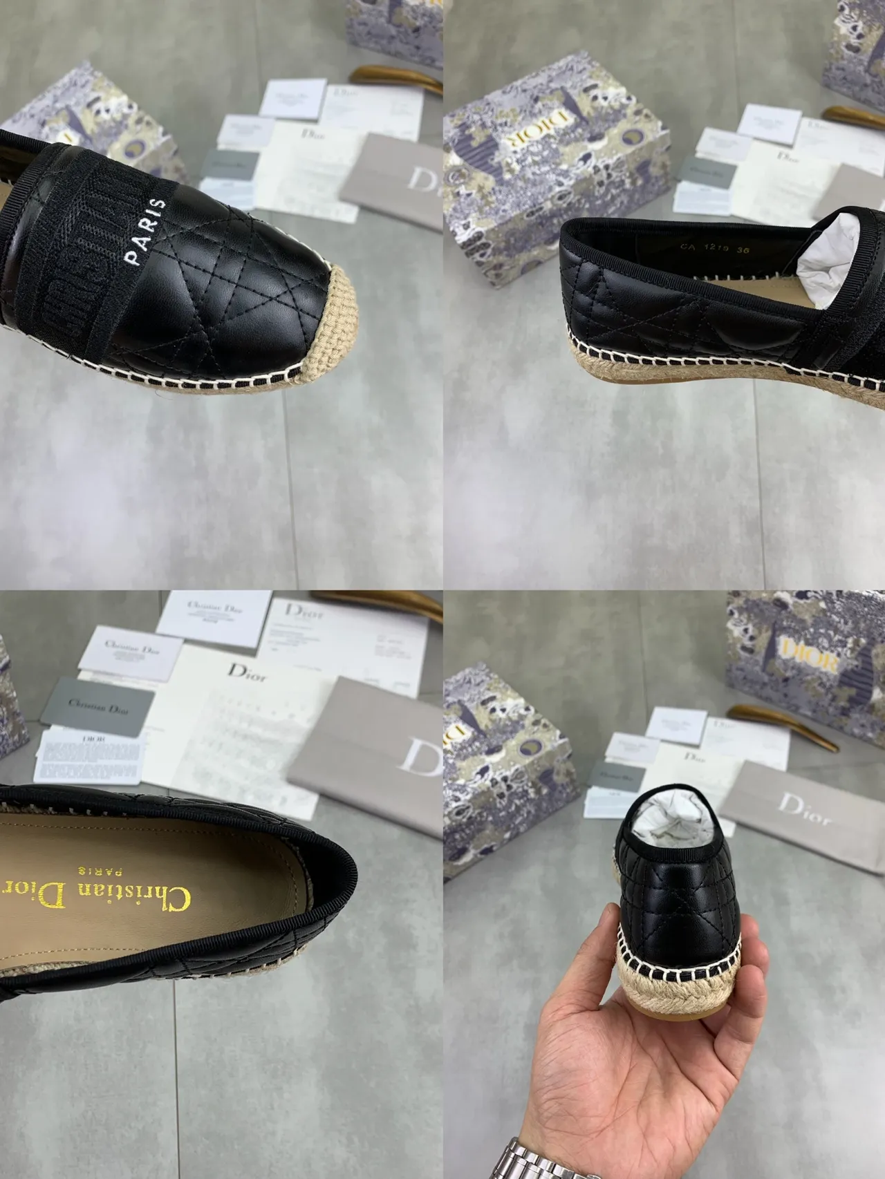 Dior B27 Quilted Black Espadrille Boat Shoes 2