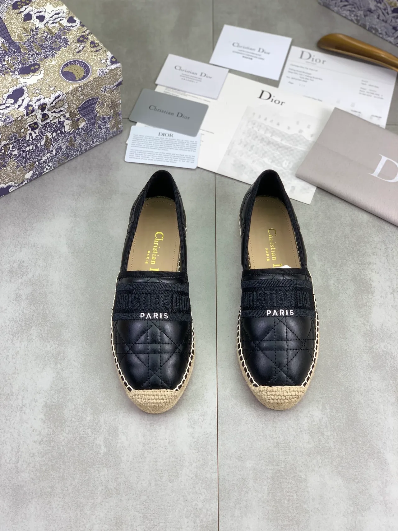 Dior B27 Quilted Black Espadrille Boat Shoes 4