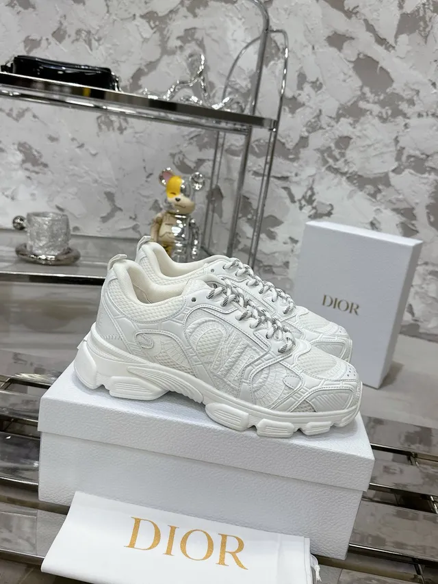 Dior B27 White Embossed Chunky Sneakers 2
