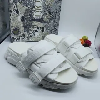 Dior B27 White Multi-Strap Platform Slippers