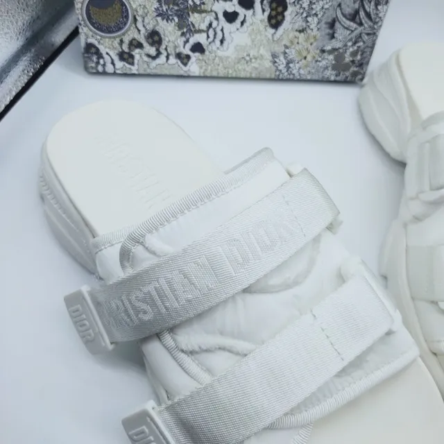 Dior B27 White Multi-Strap Platform Slippers 2