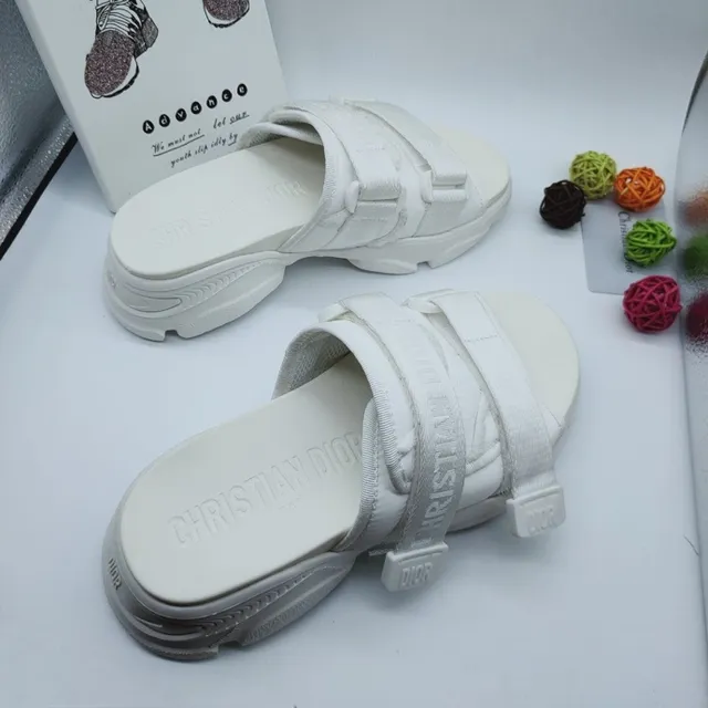 Dior B27 White Multi-Strap Platform Slippers 3