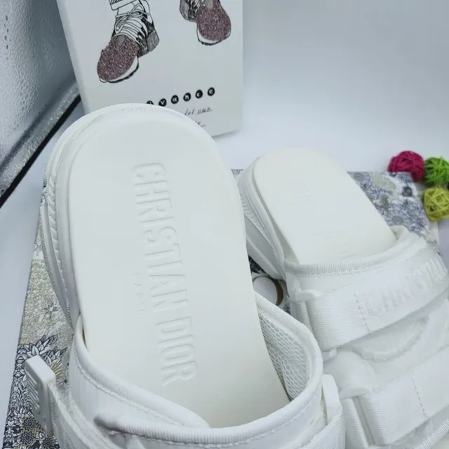 Dior B27 White Multi-Strap Platform Slippers 6