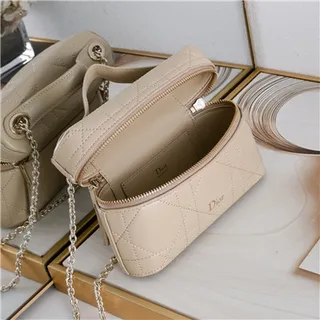 Dior Beige Black Structured Rectangular Monogram Canvas Handbag 2