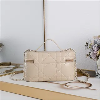 Dior Beige Black Structured Rectangular Monogram Canvas Handbag 8