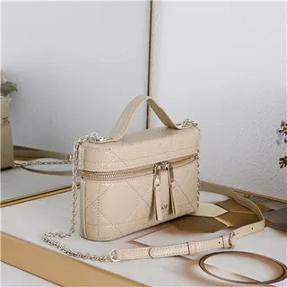 Dior Beige Black Structured Rectangular Monogram Canvas Handbag 9