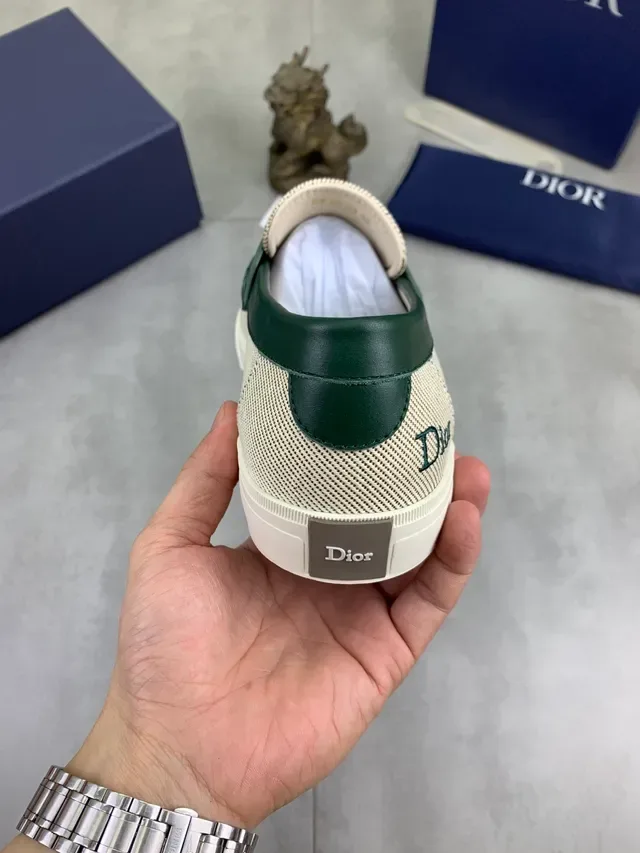 Dior Beige Green Woven Textile Upper Leather Penny Strap Loafer 4