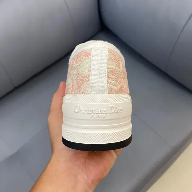Dior Beige Pink Jacquard-Print Canvas Branded Woven Laces Lifestyle Sneakers 8