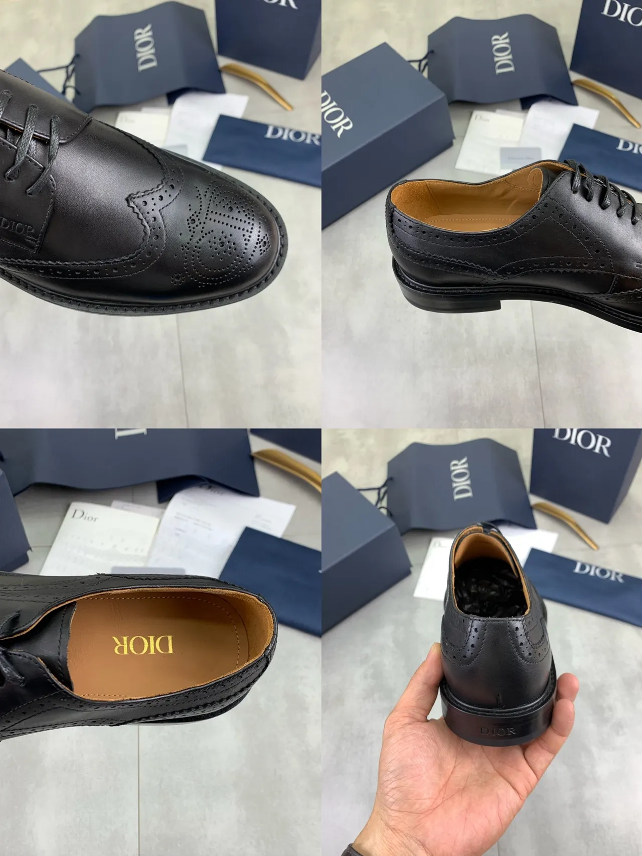 Dior Black Brown Polished Leather Full Wingtip Brogue 2