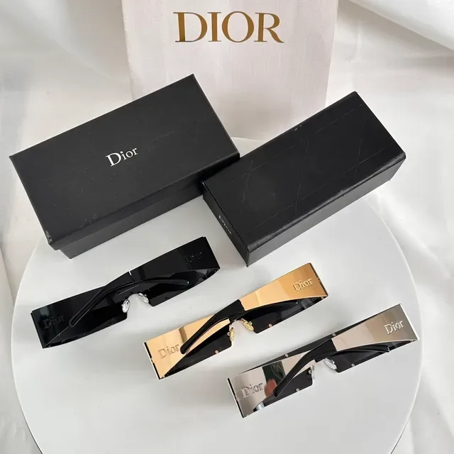 Dior Black Gold Angular Shield Frame Exposed Hinge Hardware Sunglasses 4