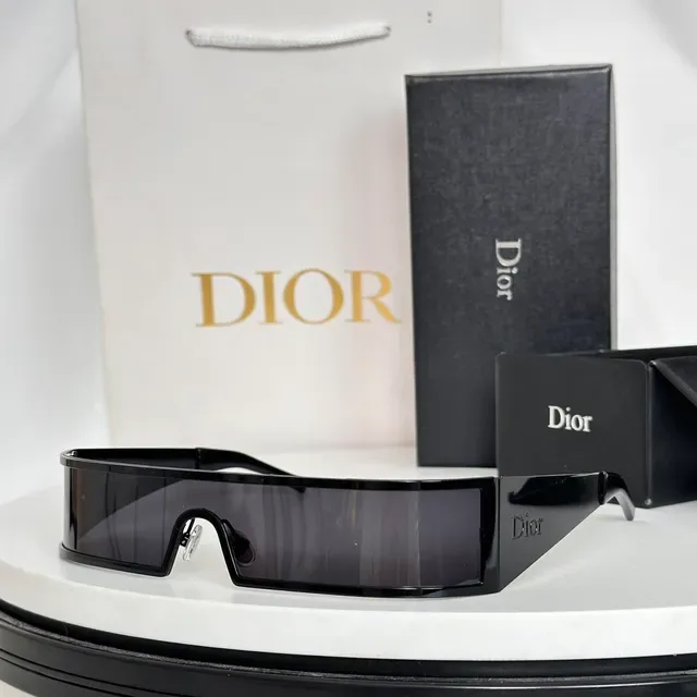 Dior Black Gold Angular Shield Frame Exposed Hinge Hardware Sunglasses 6