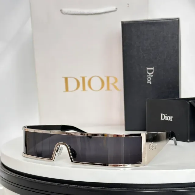 Dior Black Gold Angular Shield Frame Exposed Hinge Hardware Sunglasses 7