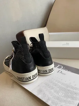 Dior Black White High-Top Glitter Knit Upper Lifestyle Sneakers 6