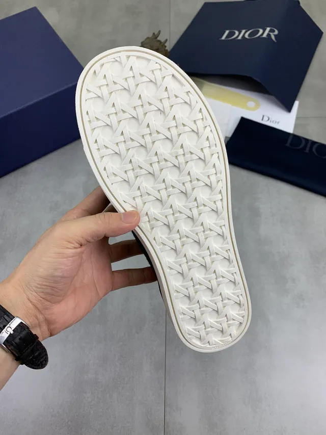 Dior Black White Monogram Jacquard Upper Slip-On Construction Lifestyle Sneakers 3