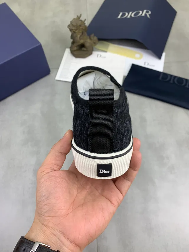 Dior Black White Monogram Jacquard Upper Slip-On Construction Lifestyle Sneakers 4
