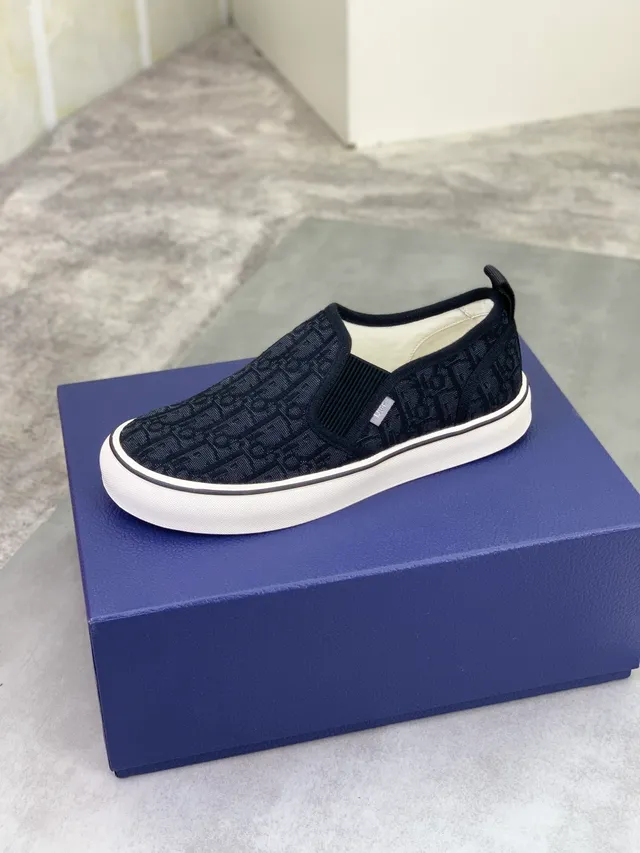 Dior Black White Monogram Jacquard Upper Slip-On Construction Lifestyle Sneakers 5
