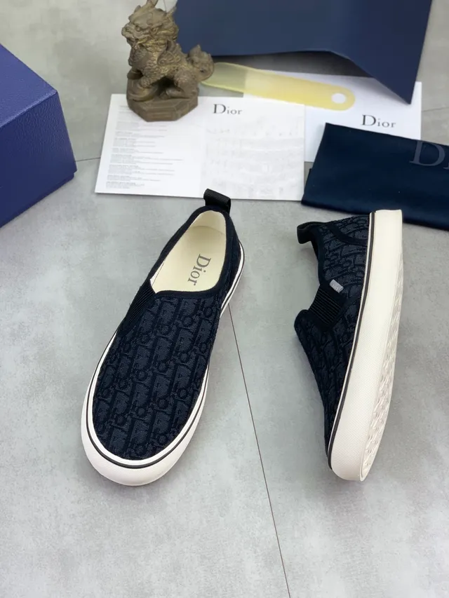 Dior Black White Monogram Jacquard Upper Slip-On Construction Lifestyle Sneakers 6