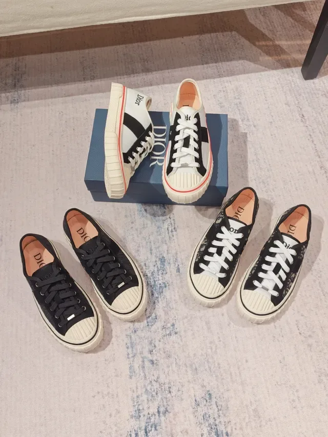 Dior Black White Monogrammed Canvas Suede Accent Lifestyle Sneakers 2
