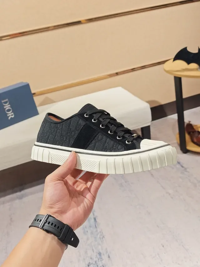 Dior Black White Monogrammed Canvas Suede Accent Lifestyle Sneakers 5